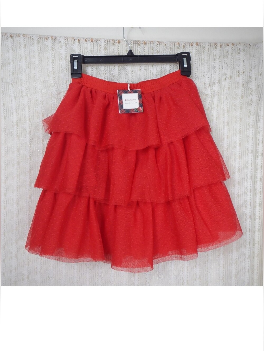 (NEW) Janie and Jack X Americangirl Red Tulle Tiered Skirt Size 6